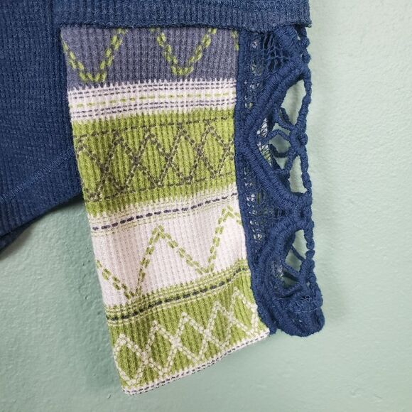 Altar'd State Thermal Henley Long Sleeve Blue Tee Size Large - Picture 5 of 7